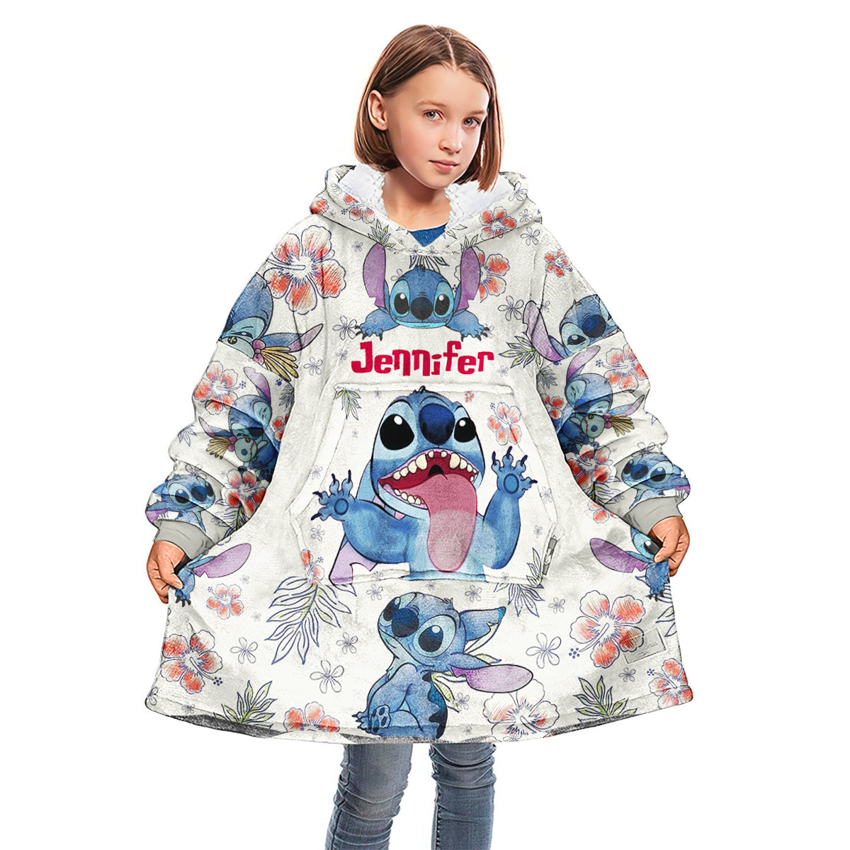 Blue Ohana - Personalized Ohana Blanket Hoodie