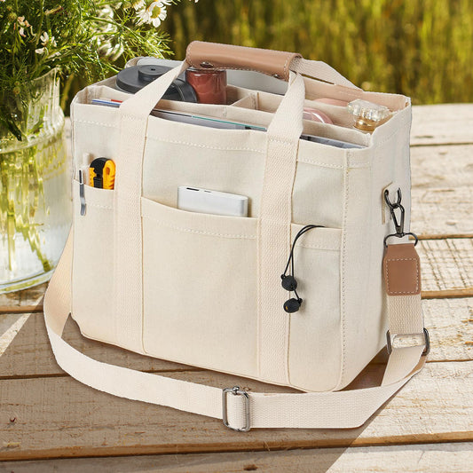 Canvas Tote Bag with Pockets - Canvas Tote Bag with Pockets