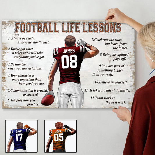Football Life Lessons - Personalized Football Canvas And Poster