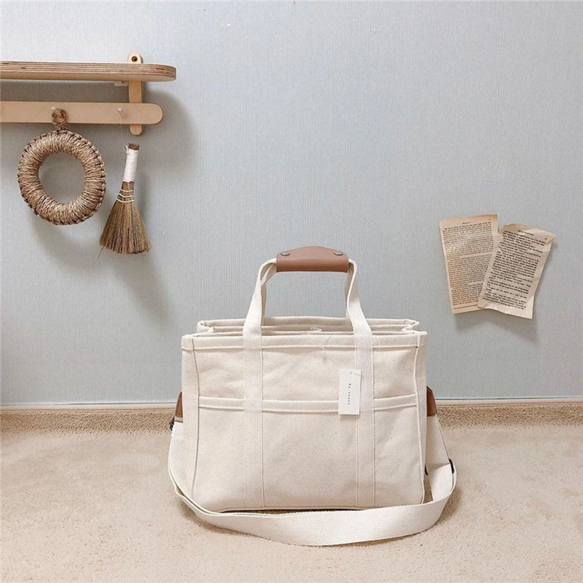 Canvas Tote Bag with Pockets - Canvas Tote Bag with Pockets