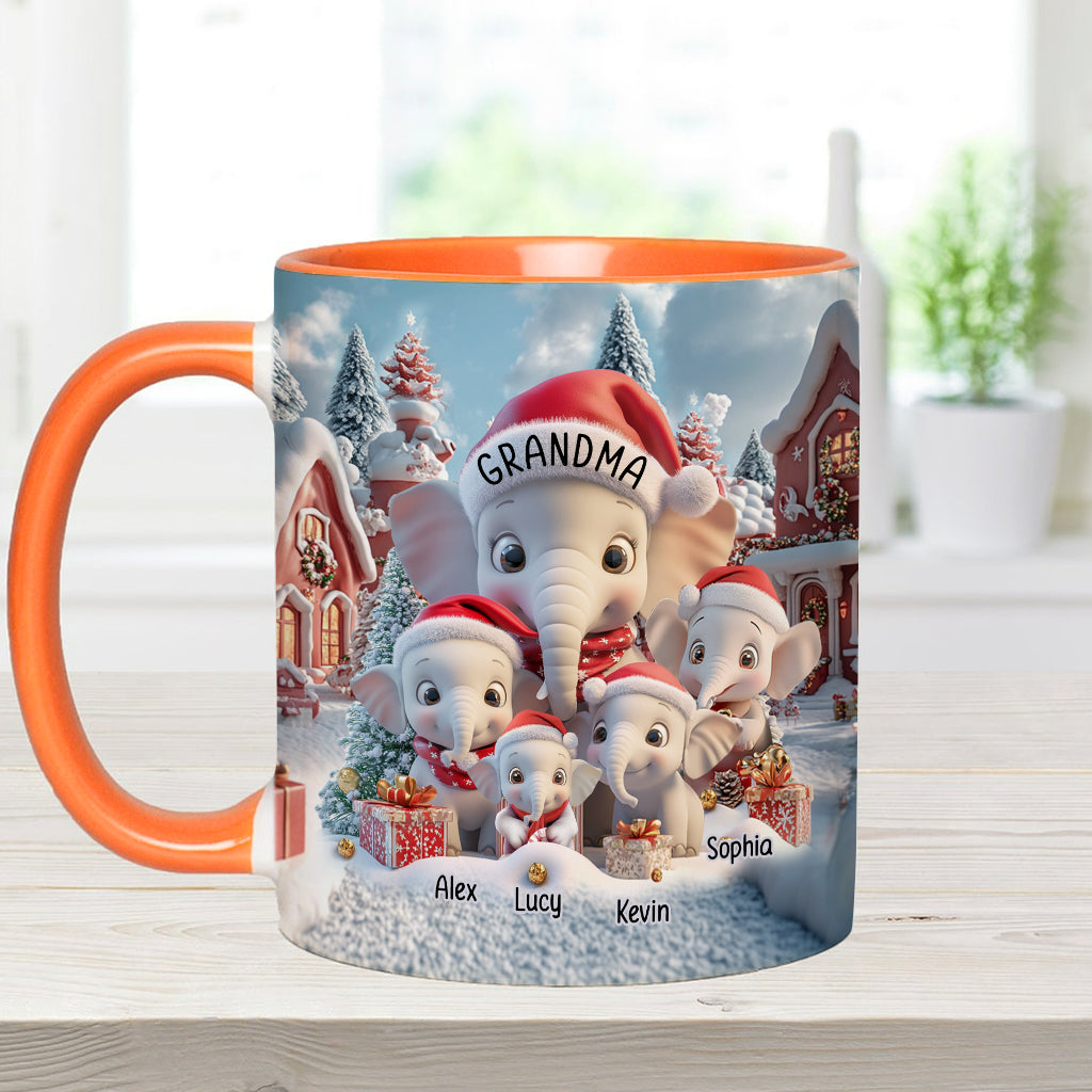 Any Title Cute Elephant - Personalized Grandma Accent Mug