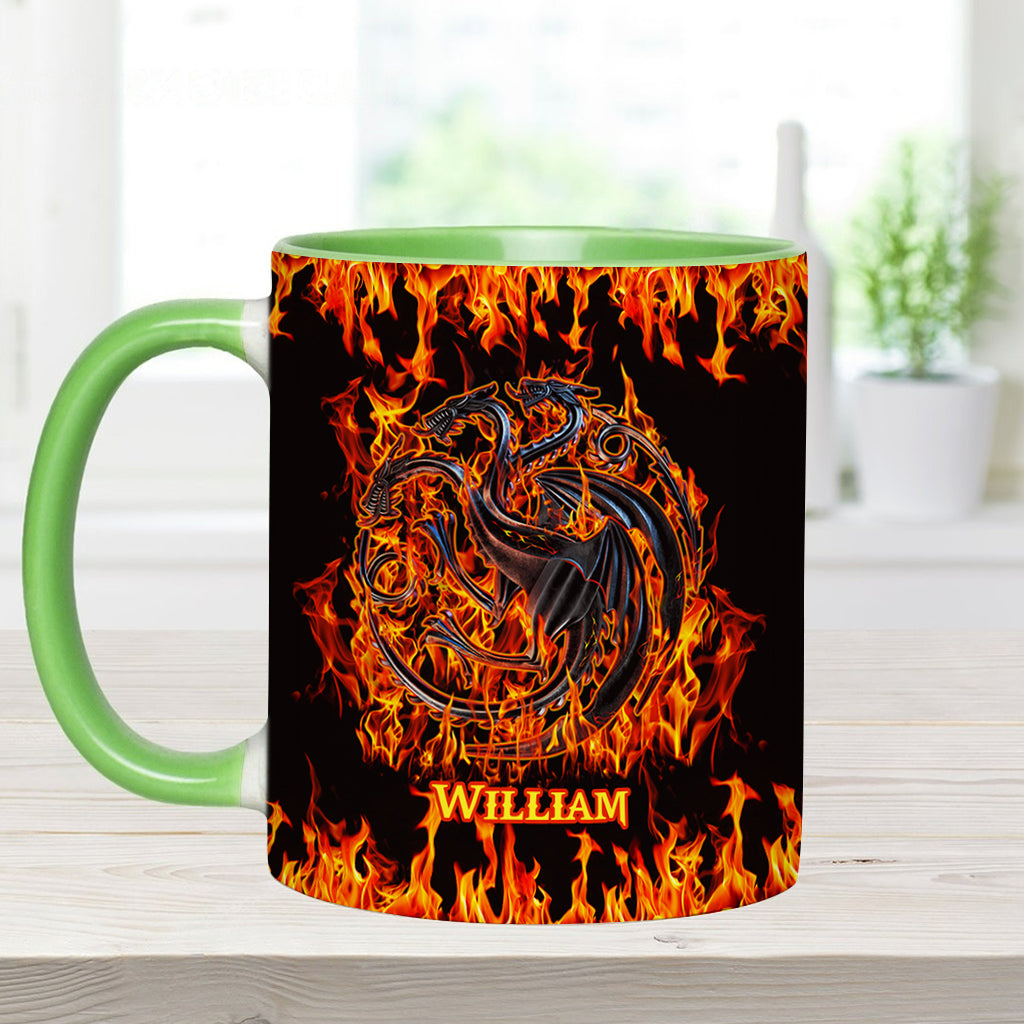 Fire And Blood - Personalized Thrones Game Accent Mug