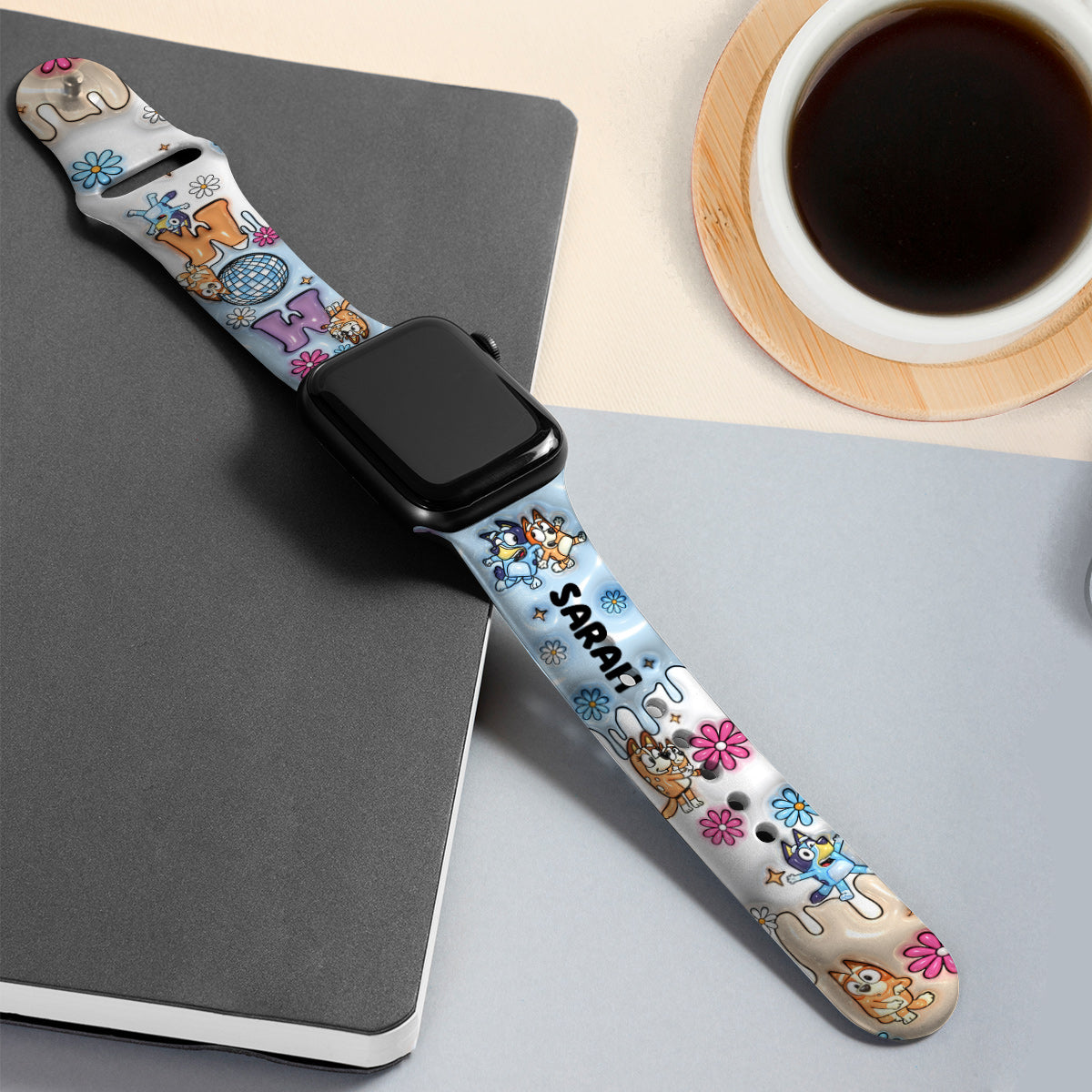 Mom Era Cute Blue Dog - Personalized Mother Apple Watch Band