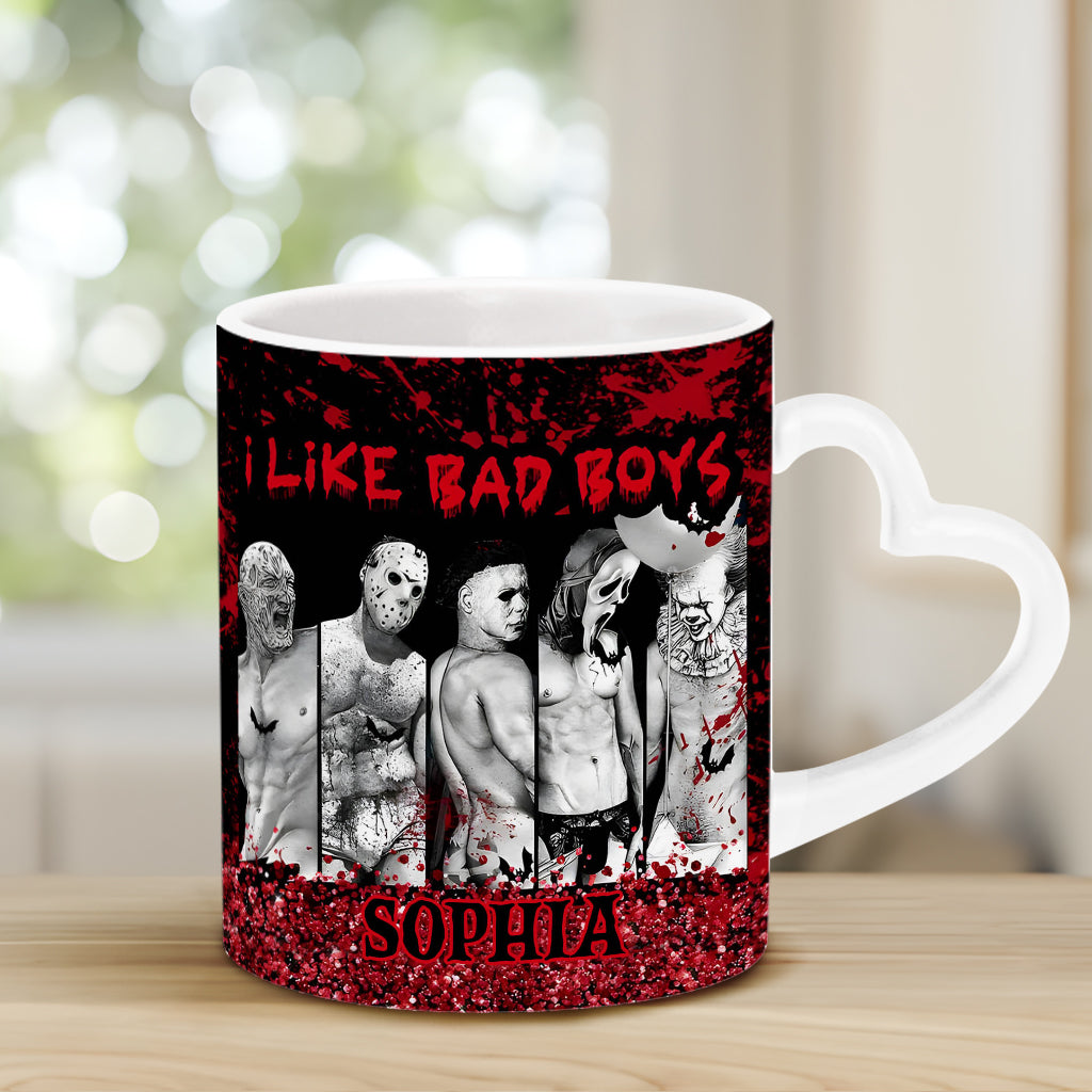 I Like Bad Boys - Personalized Heart Handle Mug