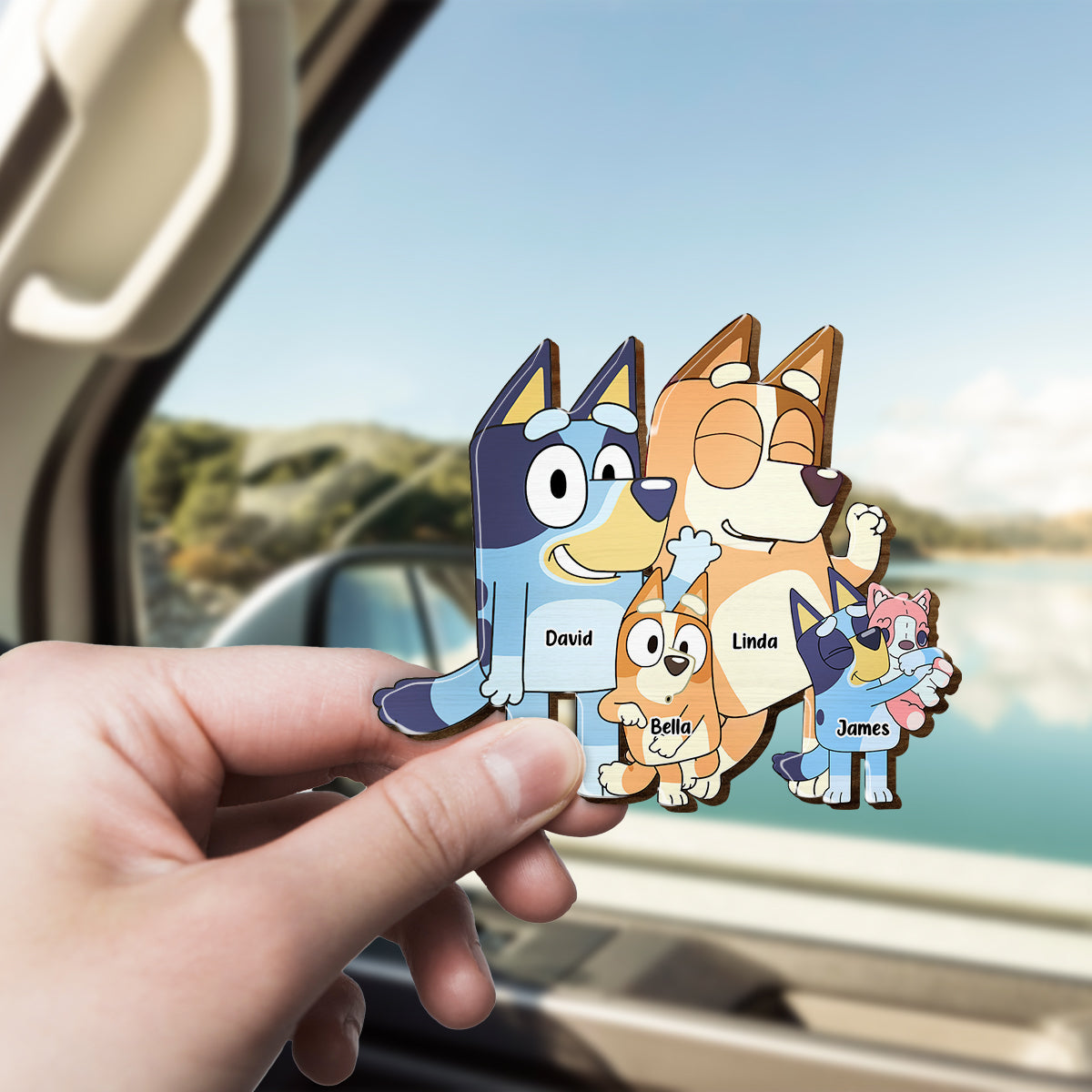 Bluey Family - Personalized Family Shaped Car Visor Clip