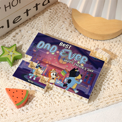 Best Dad Ever - Personalized Father One-sided Horizontal Rectangle Building Brick Blocks