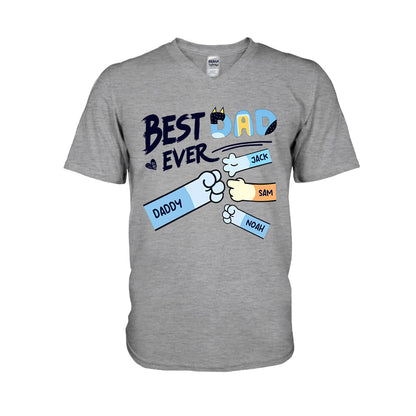Best Dad Mom Ever Cool Blue Dog Fist - Personalized Father T-shirt And Hoodie