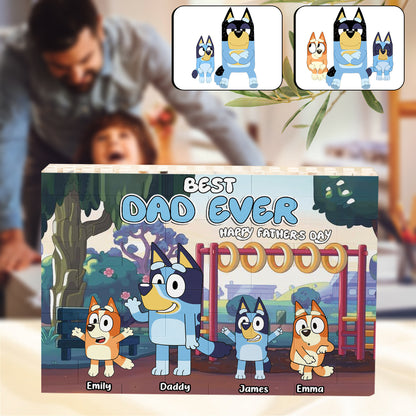 Best Dad Ever - Personalized Father One-sided Horizontal Rectangle Building Brick Blocks