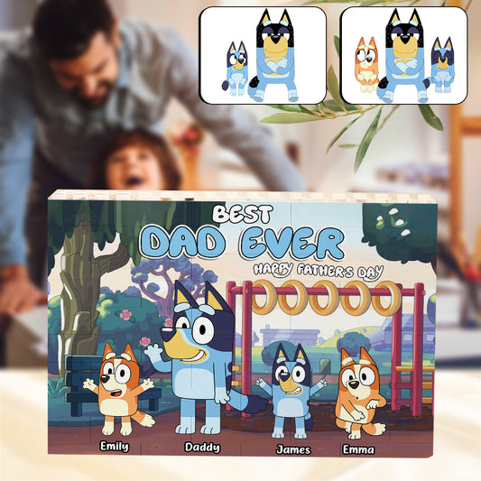 Best Dad Ever - Personalized Father One-sided Horizontal Rectangle Building Brick Blocks