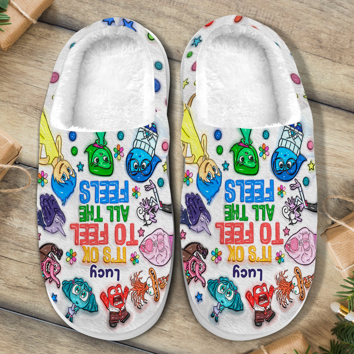 It's Ok To Feel All The Feels - Personalized Slippers