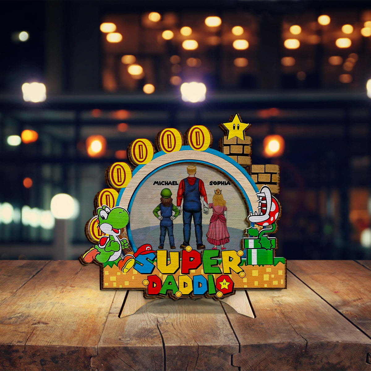 Super Daddio - Personalized Father 2 Layered Wood Sign / Wood Plaque