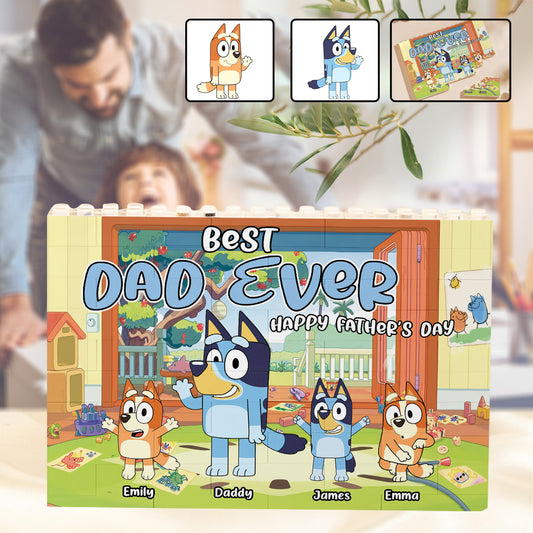 Best Dad Ever - Personalized Father One-sided Horizontal Rectangle Building Brick Blocks