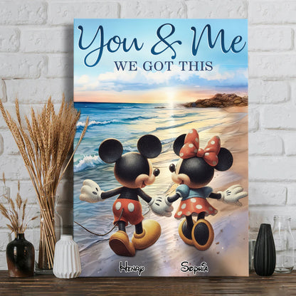 Mouse Ears Couple Beach Landscape Retro Vintage - Personalized Mouse Canvas And Poster