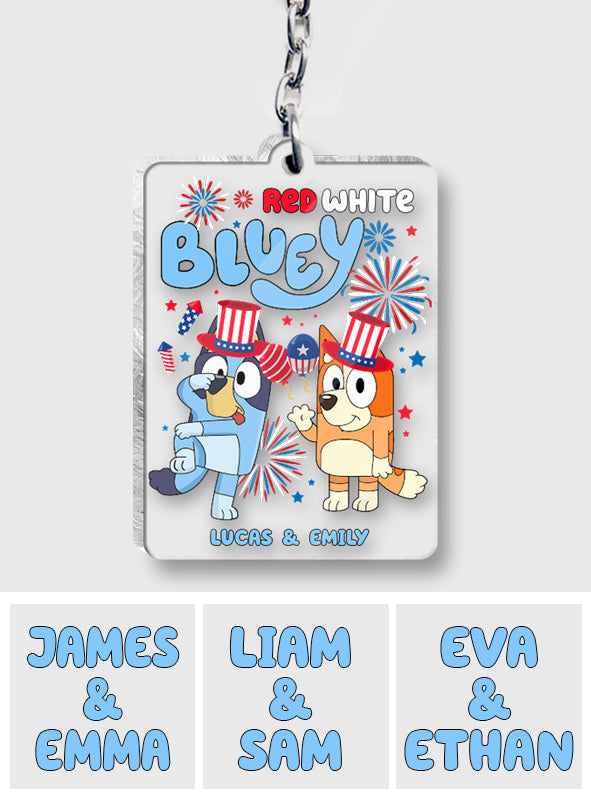 Red White Blue 4th of July - Personalized Transparent Keychain