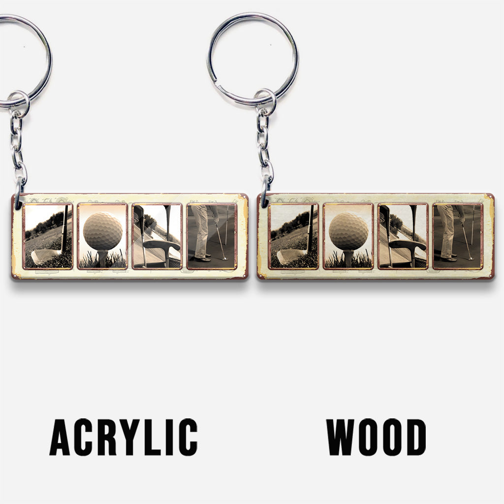 Vintage Golf Custom Name - Personalized Golf Keychain