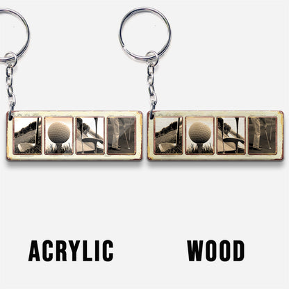 Vintage Golf Custom Name - Personalized Golf Keychain