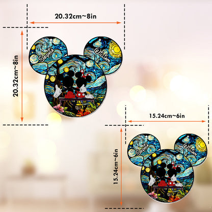 Romantic Mouse Couple - Personalized Mouse Window Hanging Suncatcher Ornament