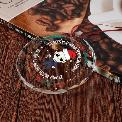 Horror Movies Characters Funny Christmas Ornament - Personalized Round Shaped Glass Ornament