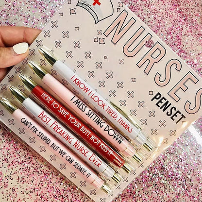Nurse Pen Set Funny Pink - Nurse Nurse Pen Set