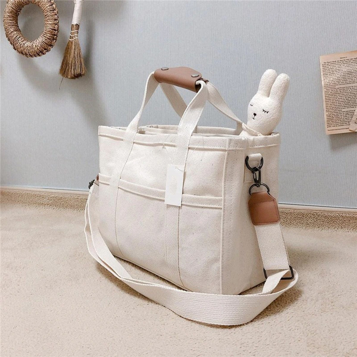 Canvas Tote Bag with Pockets - Canvas Tote Bag with Pockets