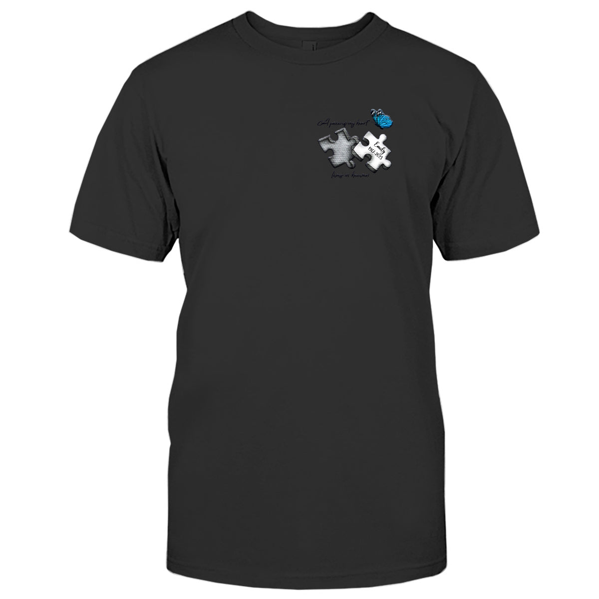Memorial Butterfly Dragonfly Heaven Feather - Personalized Memorial Embroidered T-shirt
