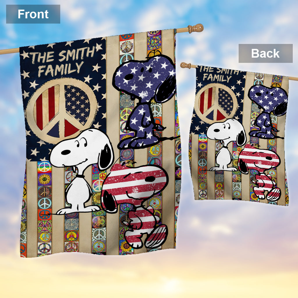 Cute Dogs Hippie Soul Retro Flag - Personalized Hippie House Flag