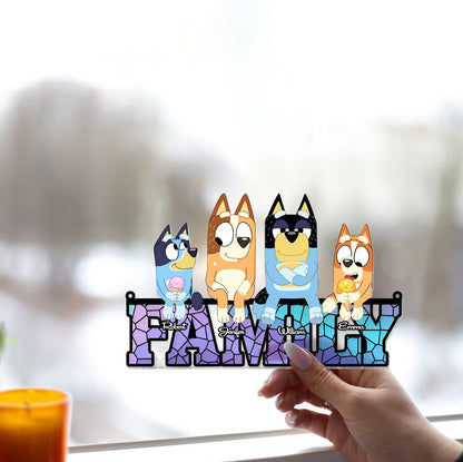 Family Forever - Personalized Family Window Hanging Suncatcher Ornament
