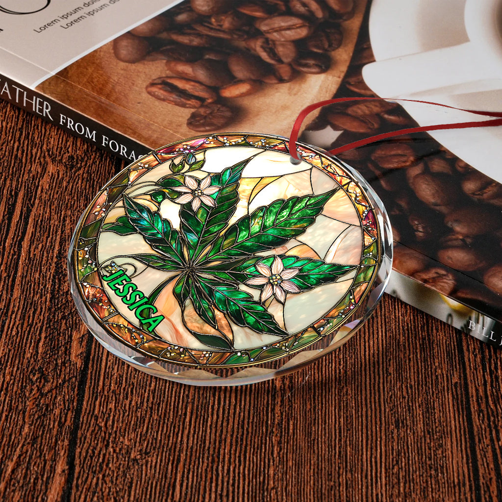 High Christmas - Personalized Weed Round Shaped Glass Ornament