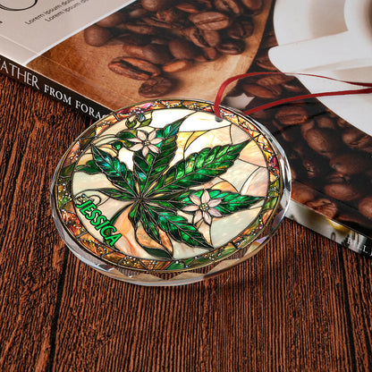 High Christmas - Personalized Weed Round Shaped Glass Ornament