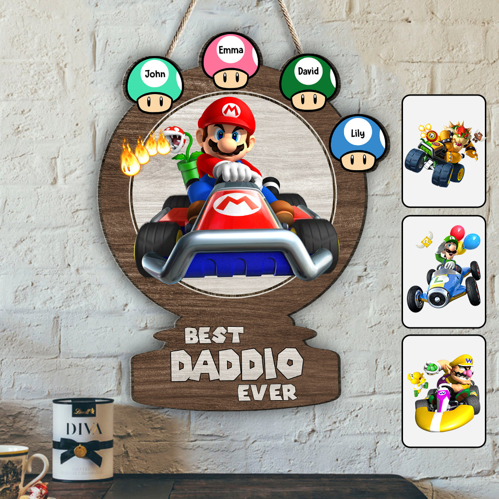 Best Daddio Mario Trophies Any Title - Personalized Super Plumber Custom Shaped Wood Sign
