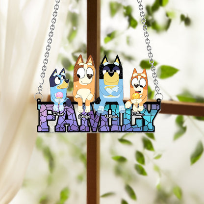 Family Forever - Personalized Family Window Hanging Suncatcher Ornament