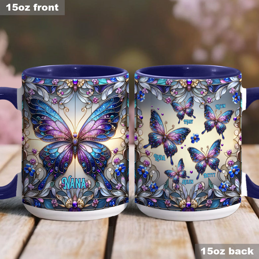 Grandma Butterfly - Personalized Grandma Accent Mug