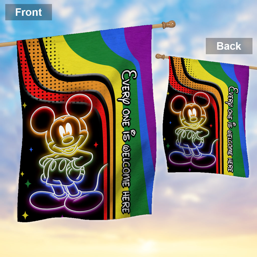 Every One Is Welcome Here - Personalized Mouse House Flag