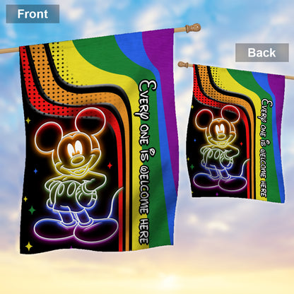 Every One Is Welcome Here - Personalized Mouse House Flag