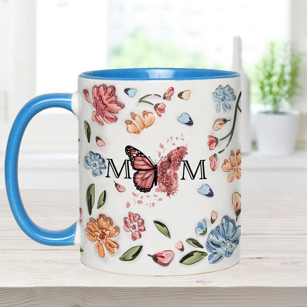 Mother Buttefly Pastel Floral Inflated - Personalized Mother Accent Mug
