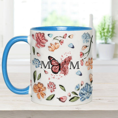 Mother Buttefly Pastel Floral Inflated - Personalized Mother Accent Mug