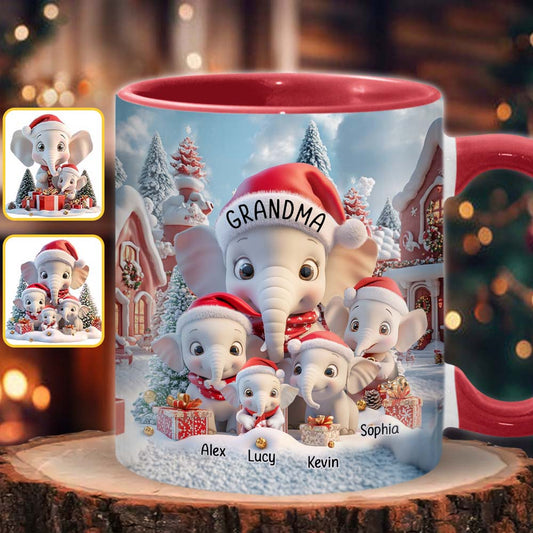 Any Title Cute Elephant - Personalized Grandma Accent Mug