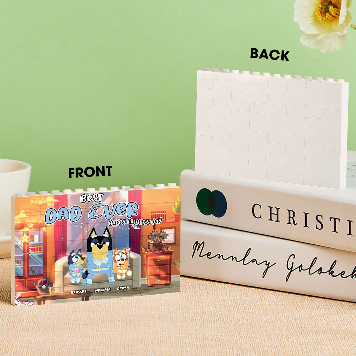 Best Dad Ever Happy Father's Day - Personalized Father One-sided Horizontal Rectangle Building Brick Blocks
