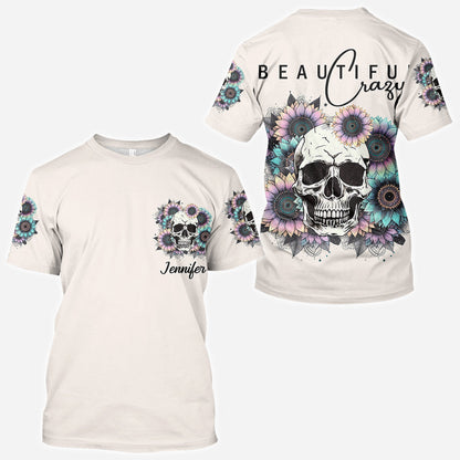 Beautiful Crazy - Personalized Skull All Over Shirt