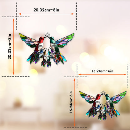 Family Members Hummingbirds - Personalized Family Window Hanging Suncatcher Ornament