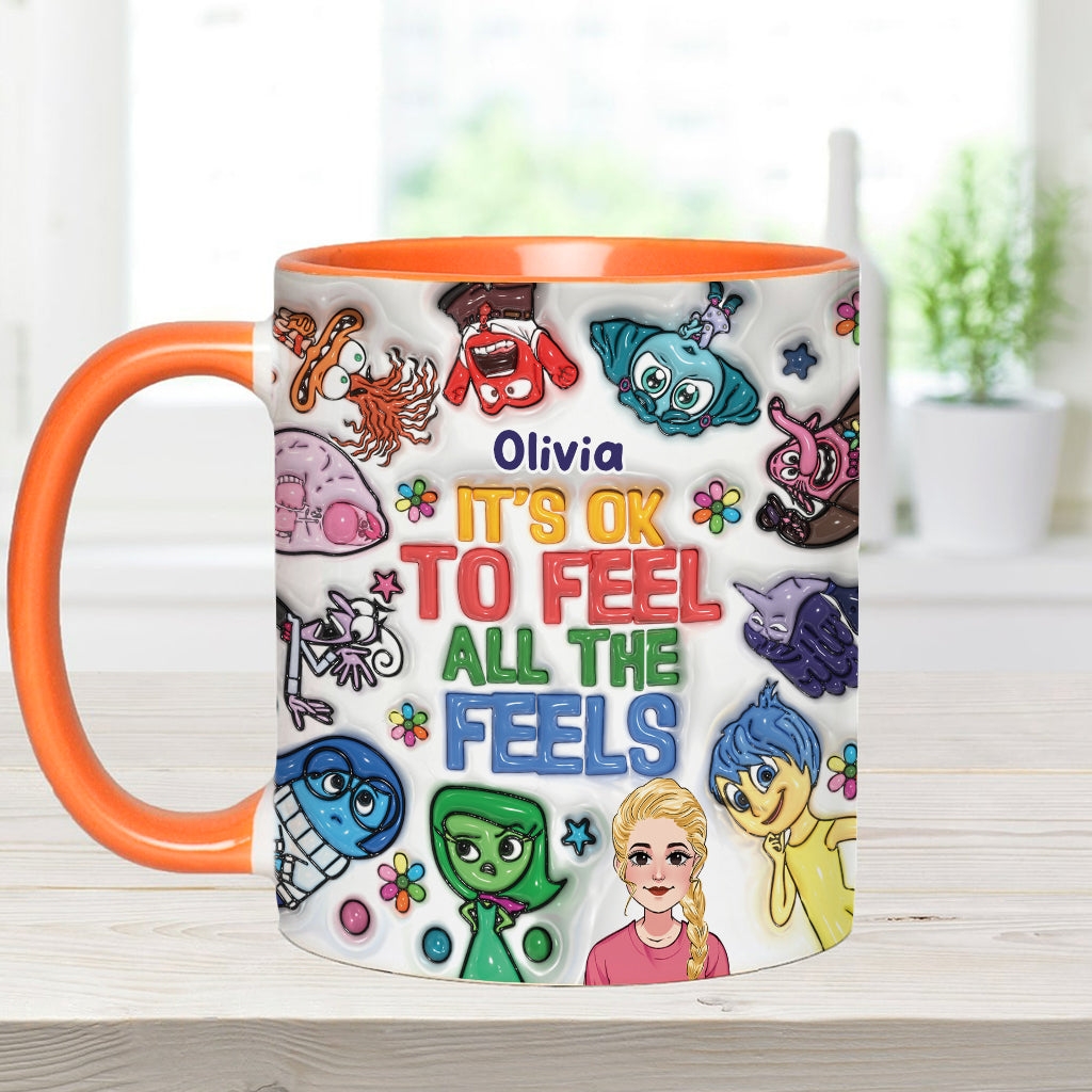 It's Ok To Feel All The Feels - Personalized Accent Mug