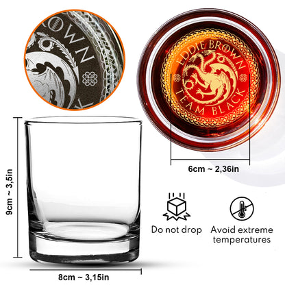 Team Black - Personalized Thrones Game Engraved Whiskey Glass
