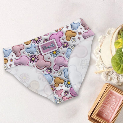 Cute Mouse Ears Floral Style - Personalized Mouse Women's Briefs