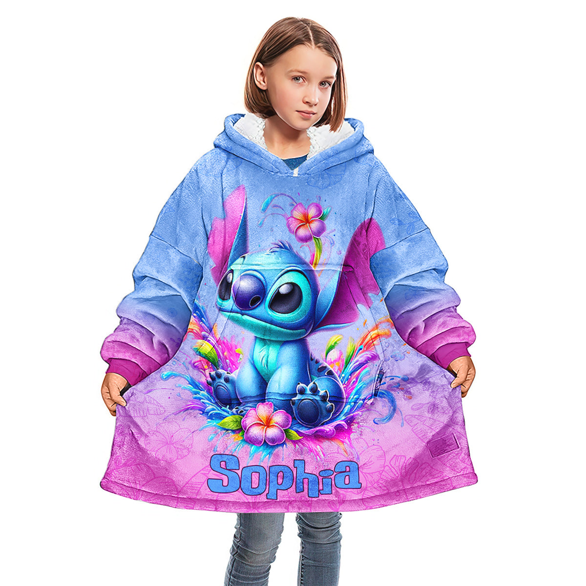Blue Ohana - Personalized Ohana Blanket Hoodie