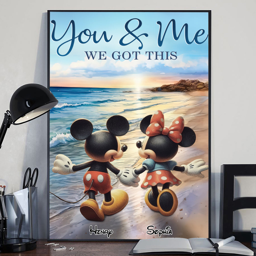 Mouse Ears Couple Beach Landscape Retro Vintage - Personalized Mouse Canvas And Poster