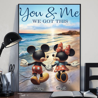 Mouse Ears Couple Beach Landscape Retro Vintage - Personalized Mouse Canvas And Poster