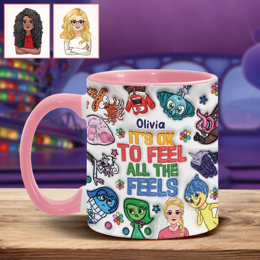 It's Ok To Feel All The Feels - Personalized Accent Mug