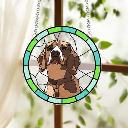 Custom Dog Portrait Picture - Personalized Dog Window Hanging Suncatcher Ornament