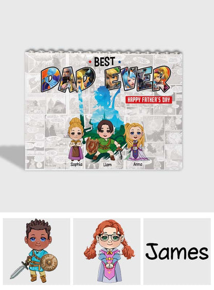Best Dad Ever - Personalized The Hero's Legend One-sided Horizontal Rectangle Building Brick Blocks