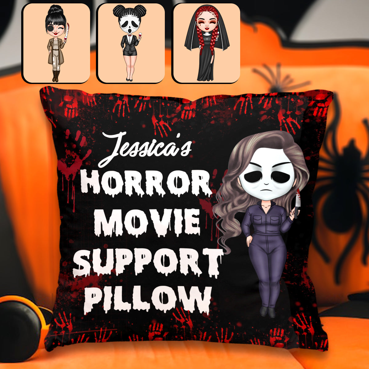 Horror Movie Support Pillow - Personalized Throw Pillow